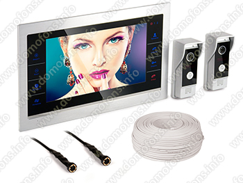 Комплект видеодомофона с двумя вызывными панелями и двумя камерами HDcom S-101AHD