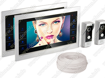 Комплект видеодомофона с двумя вызывными панелями и двумя мониторами HDcom S-101AHD