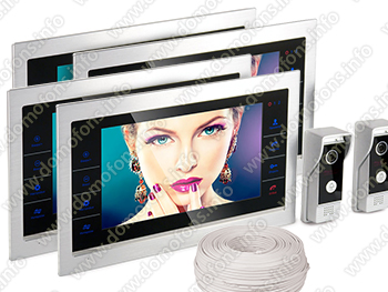 Комплект видеодомофона с 4 мониторами и 2 вызывными панелями HDcom S-101AHD