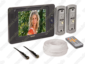 Комплект видеодомофона с двумя вызывными панелями и двумя миниатюрными камерами Eplutus EP-2297