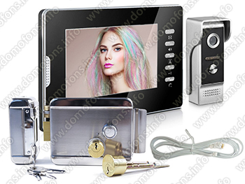 Комплект видеодомофона Eplutus EP-7300-B с электромеханическим замком AX042