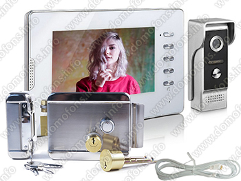 Комплект видеодомофона Eplutus EP-7300-W с электромеханическим замком AX042