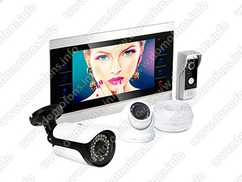 Комплект видеодомофона HDcom S-104 и купальной камерой KDM-6413G и уличной камерой KDM-6215G