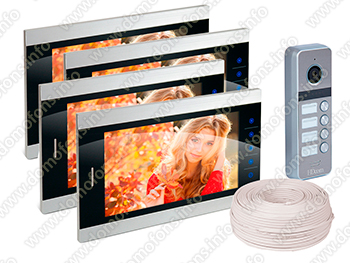 HDcom S108AHD комплект домофона на 4 квартиры