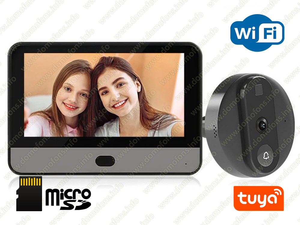 Видеоглазок с монитором Tuya Wi-Fi для двери "HDcom DW1-Tuya" с записью ...