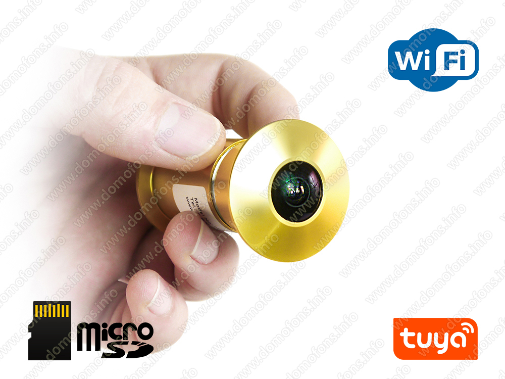 Беспроводной IP WI-FI видеоглазок TUYA с облаком HDcom T204-8G (Gold ...