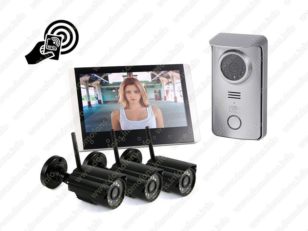 Беспроводной домофон с камерами Skynet R80 1+3 с RFID считывателем ...